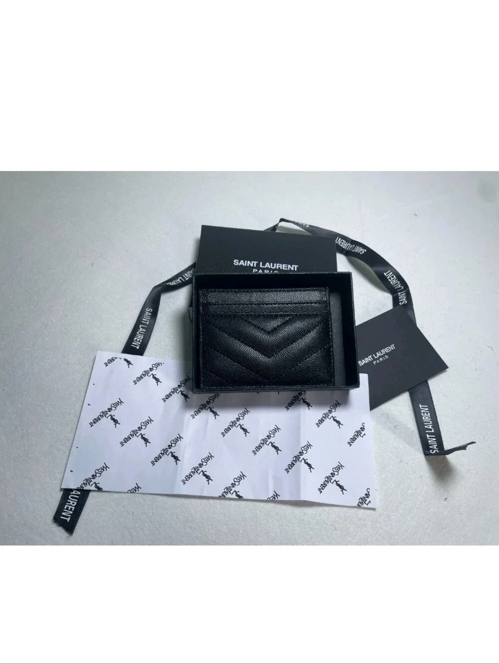 Saint Laurent Black Quilted Leather Card Case with Gold YSL Emblem - Picture 3 of 3